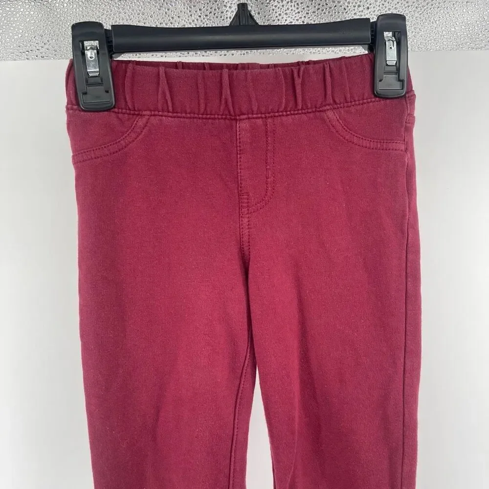 Cat & Jack Girls Burgundy Pull On Jegging Leggings Size 5T Stretch Faux Pockets
